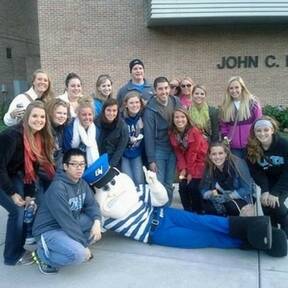 HTM Club members with Louie the Laker during a tour of ArtPrize